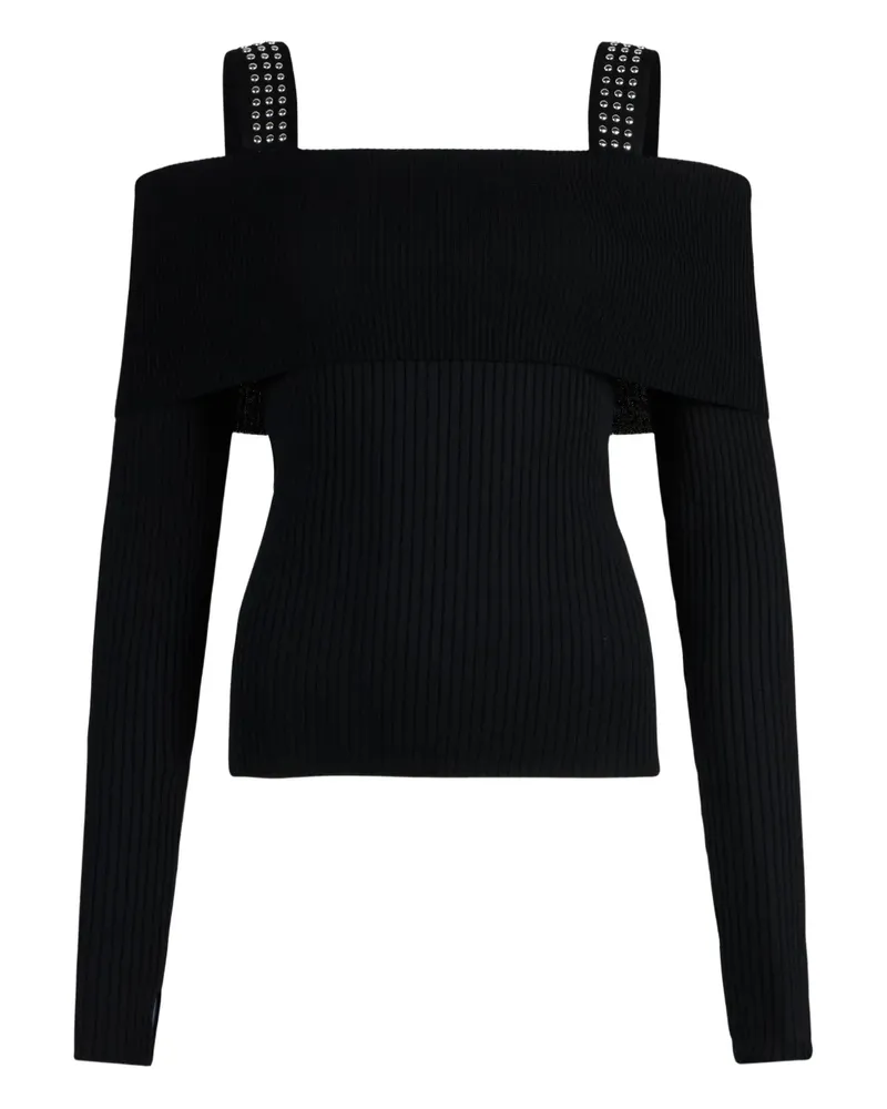 Liu Jo Schulterfreier Pullover mit Nieten - Schwarz Schwarz