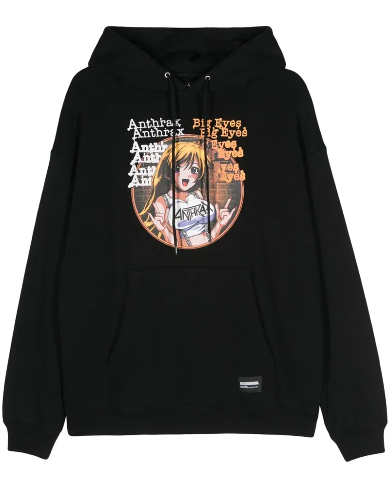 Neighborhood x Anthrax Hoodie mit Logo-Print Schwarz