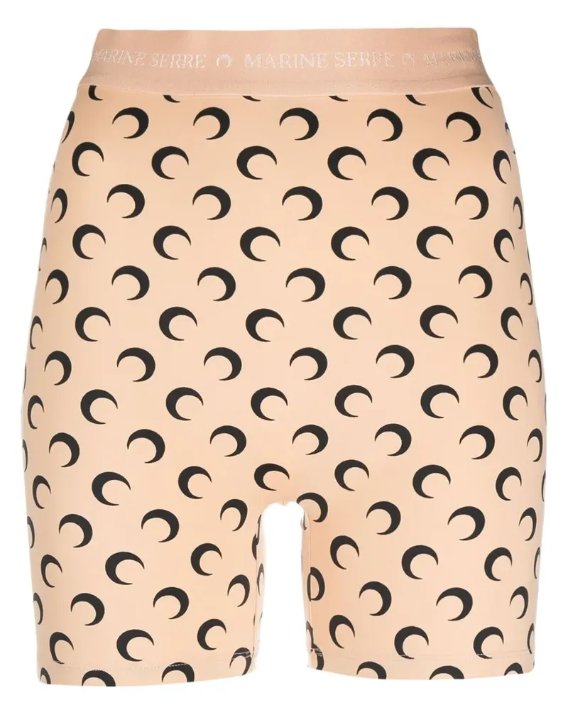 Marine Serre Radlerhose mit Mond-Print - Nude Nude