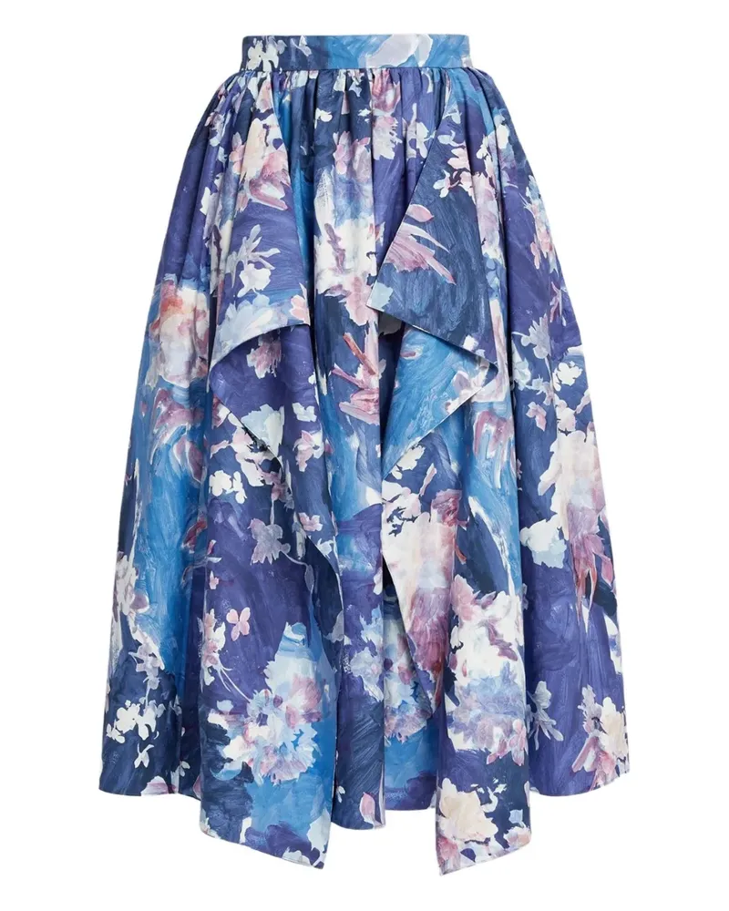 Erdem Midirock mit Blumen-Print - Blau Blau