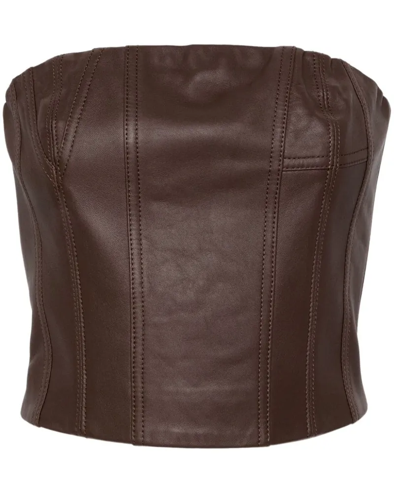 Amiri Ledertop im Bustier-Style - Braun Braun
