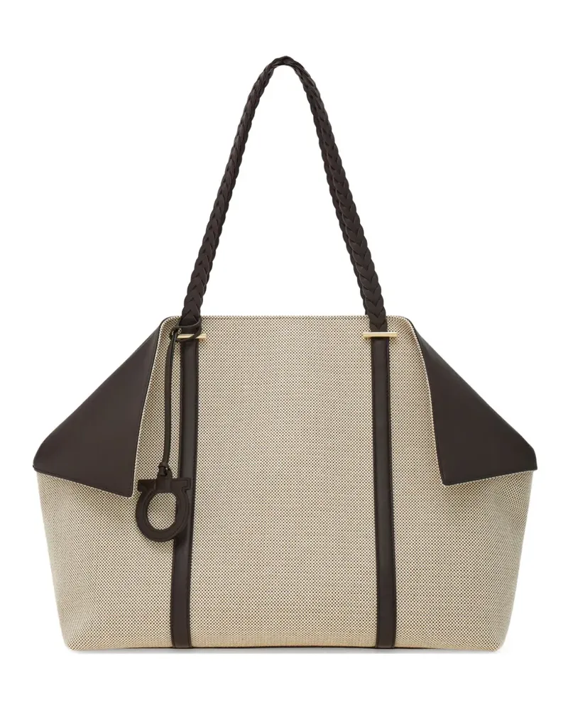 Ferragamo Großer Tote Bag mit geflochtenem Henkel - Nude Nude