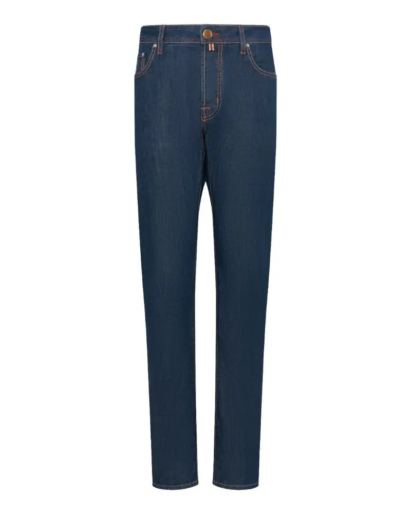 Jacob Cohën logo-patch contrast-stitch jeans - Blau Blau