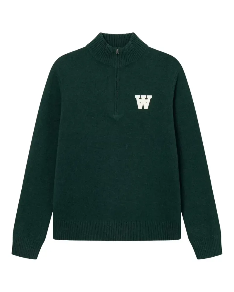 Wood Wood Sweatshirtjacke mit Logo-Patch - Grün Grün