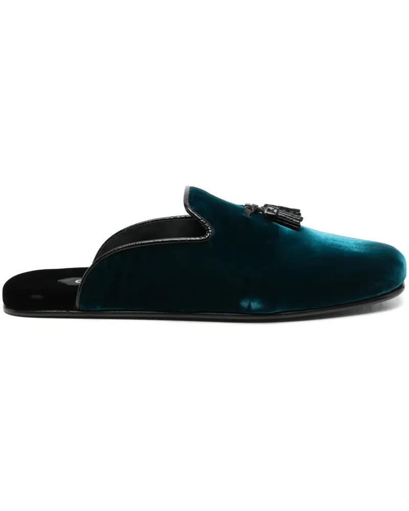 Tom Ford Slipper aus Samt - Blau Blau