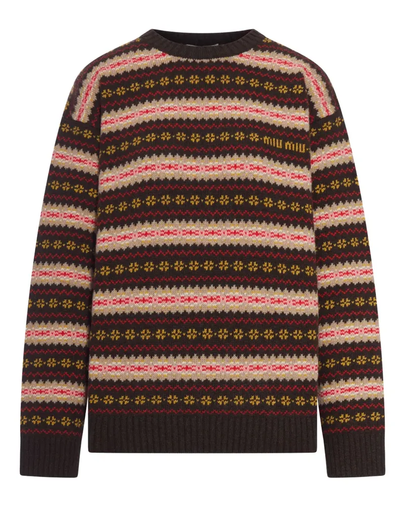 Miu Miu Pullover mit Jacquard-Logo - Braun Braun