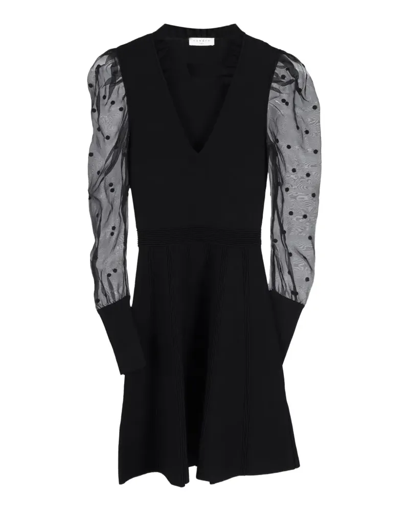 Sandro polka-dot sheer-sleeve mini dress - Schwarz Schwarz