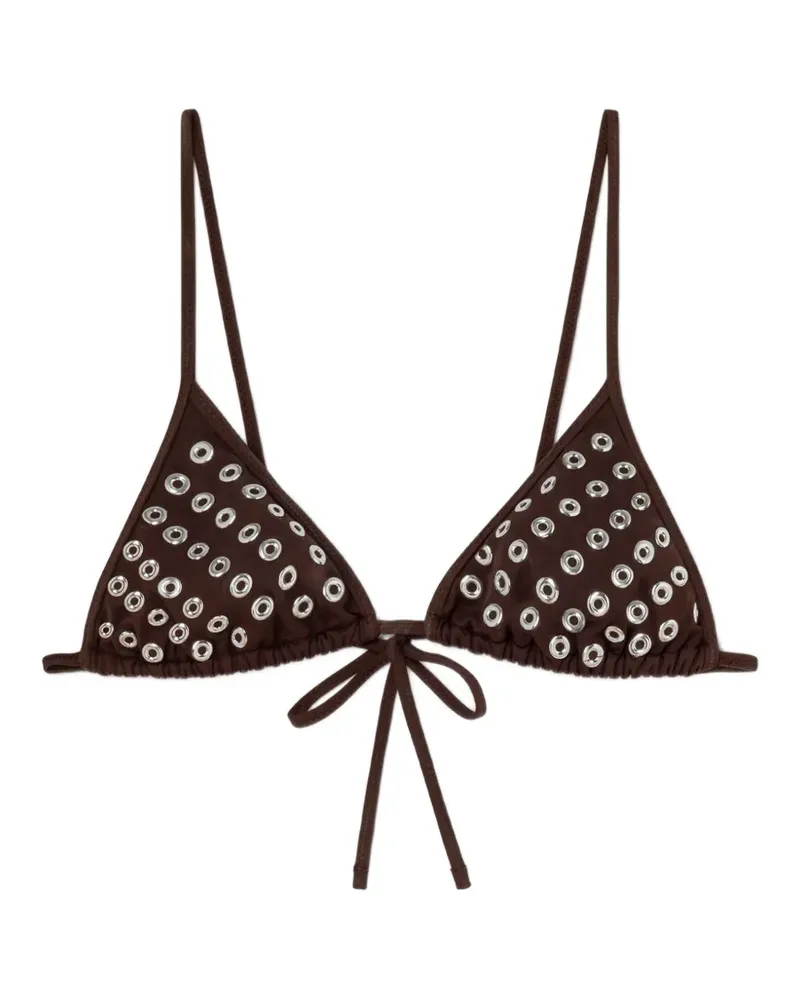 GIMAGUAS Emily eyelet triangle bikini top - Braun Braun