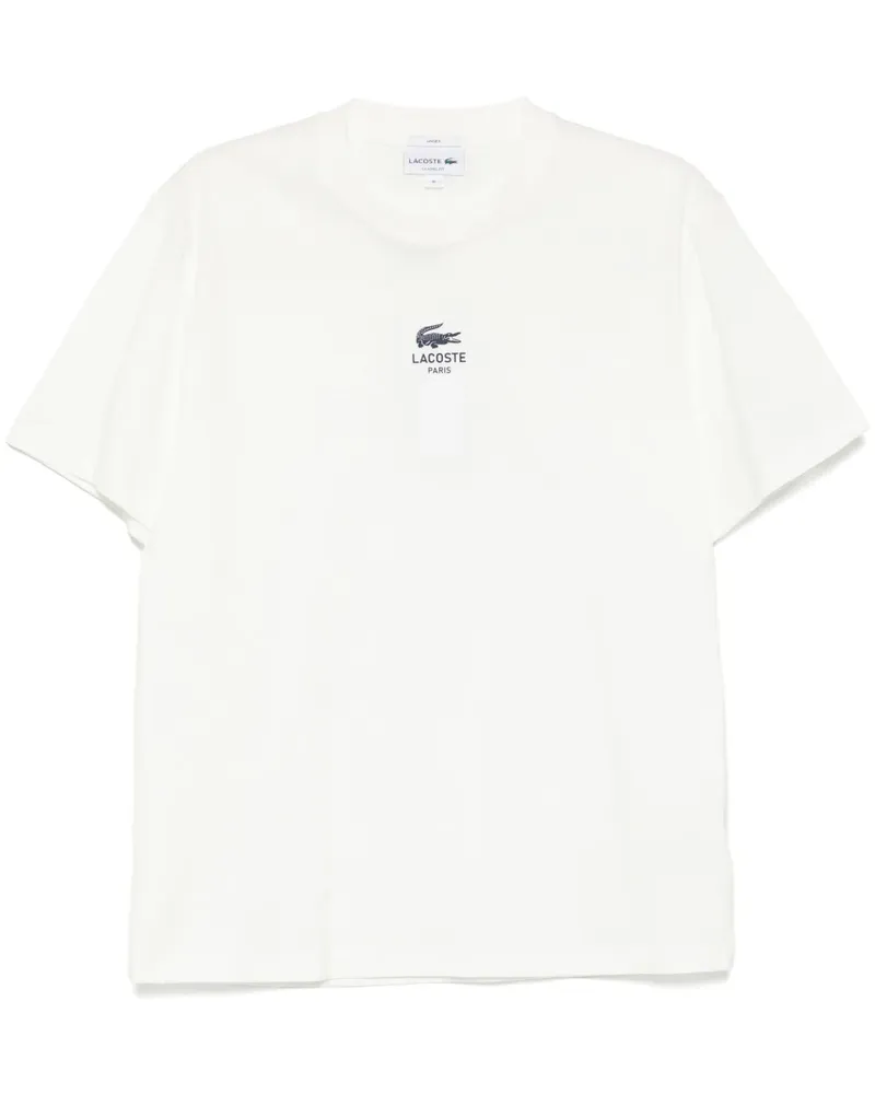 Lacoste T-Shirt mit Signature-Print Weiß