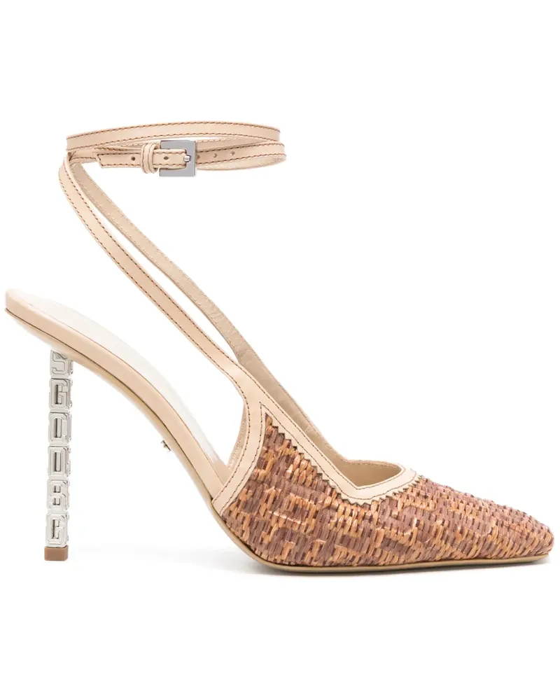 GCDS Cube Pumps mit Monogramm-Bast 100mm - Braun Braun