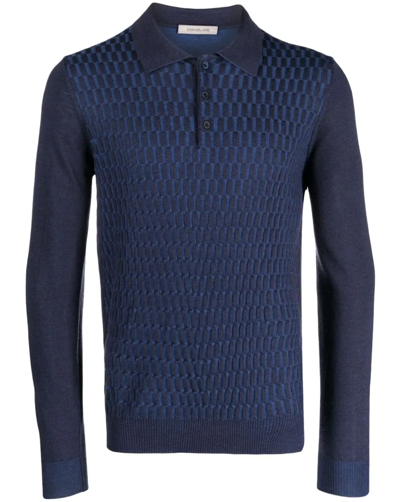 Corneliani Poloshirt mit Intarsienmuster - Blau Blau