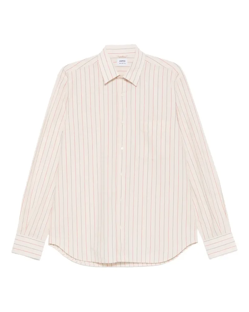 ASPESI vertical-stripe long-sleeve shirt - Nude Nude