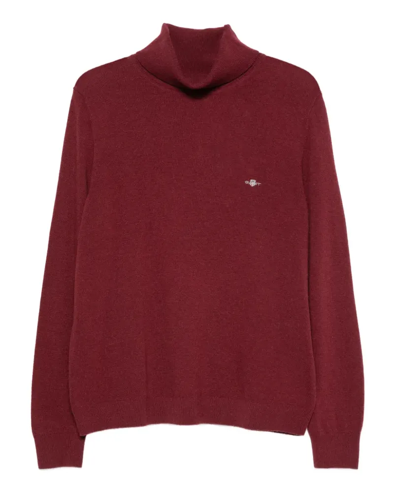 Gant roll-neck logo-embroidered sweater - Rot Rot