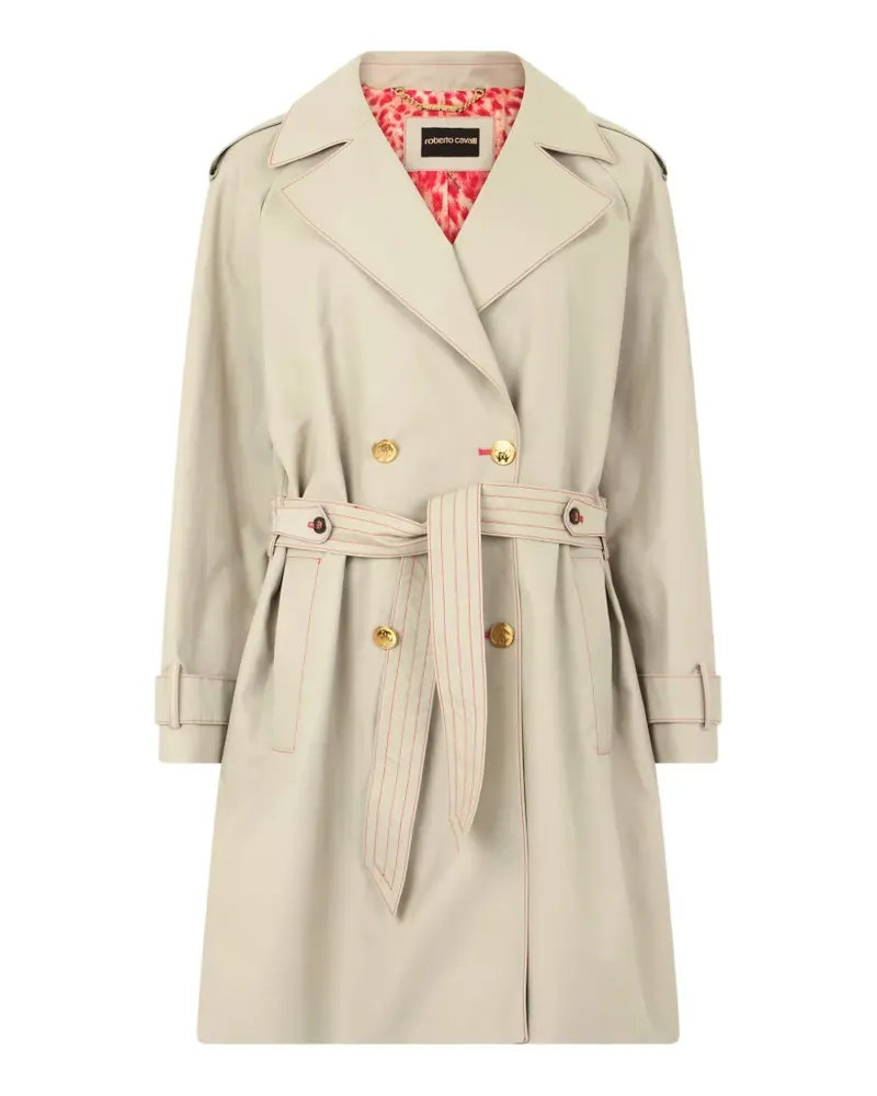 Roberto Cavalli double-breasted trench coat - Nude Nude