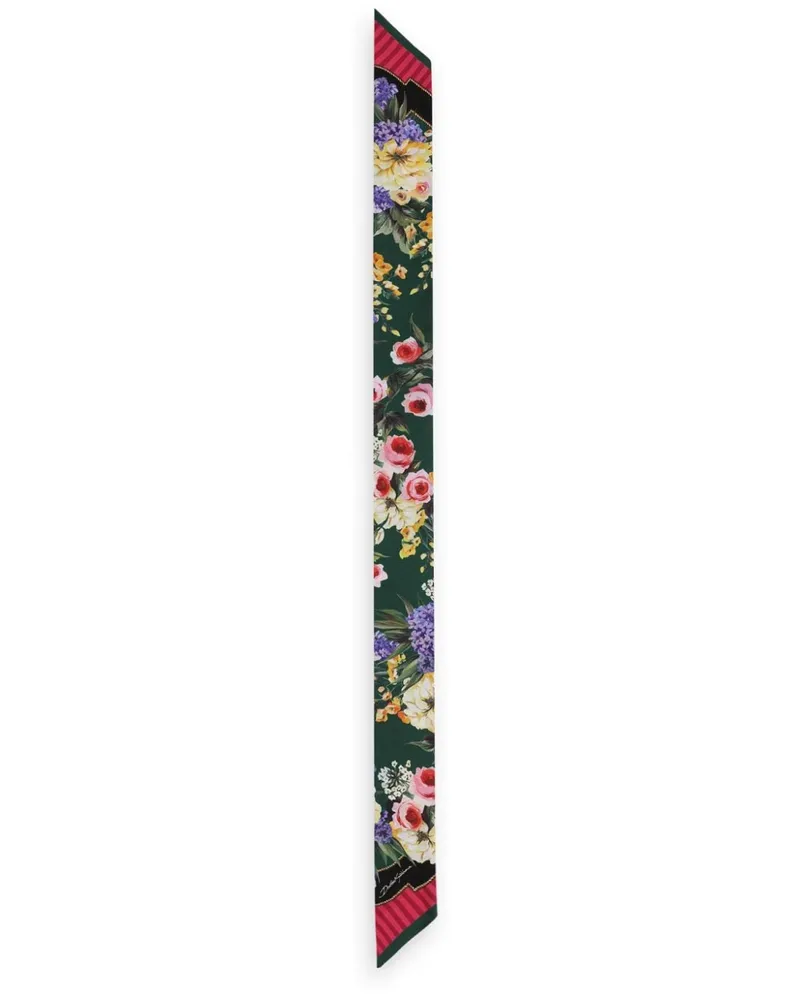 Dolce & Gabbana Seidenschal mit Blumen-Print - Grün Grün