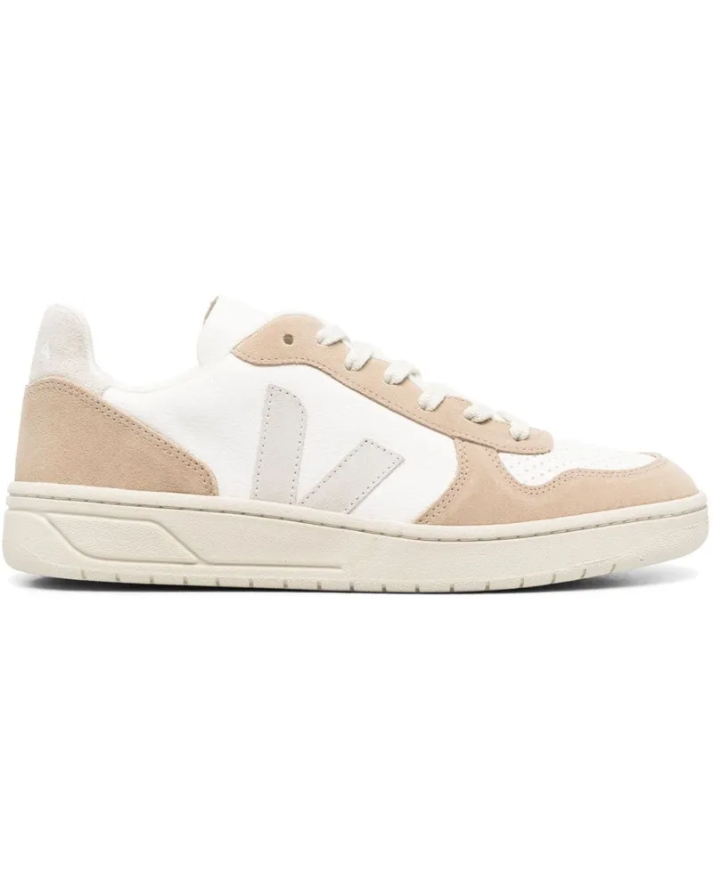 VEJA V-10 Sneakers mit Kontrasteinsätzen - Nude Nude