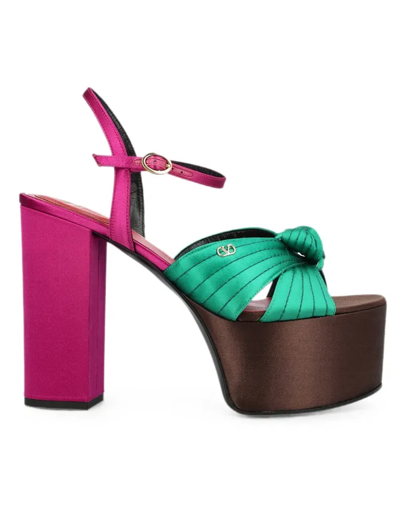 Valentino Garavani Crasher Sandalen mit Plateau aus Satin - Grün Grün