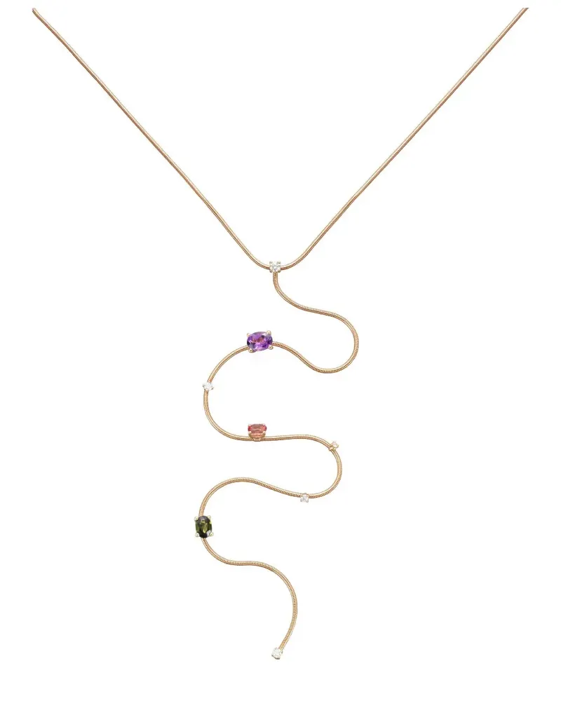 Mattia Cielo Amethyst Tourmaline and Diamond Y Necklace - Rosa Rosa
