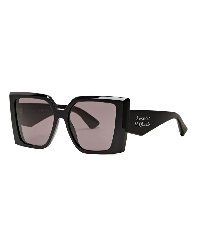 Alexander McQueen Sonnenbrille mit eckigem Gestell - Schwarz Schwarz