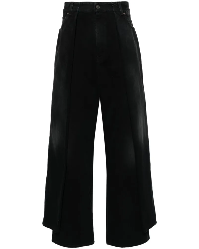 Balenciaga Wide-Leg-Jeans mit Falten Schwarz