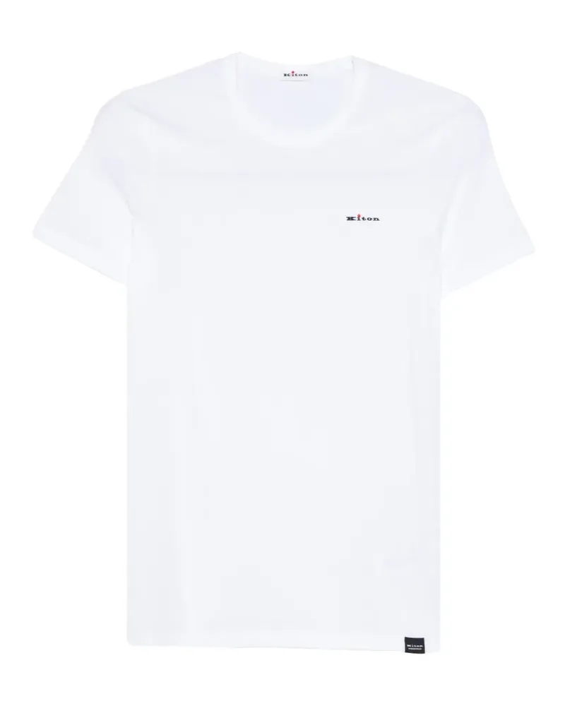 Kiton T-Shirt mit Logo-Stickerei - Weiß Weiß