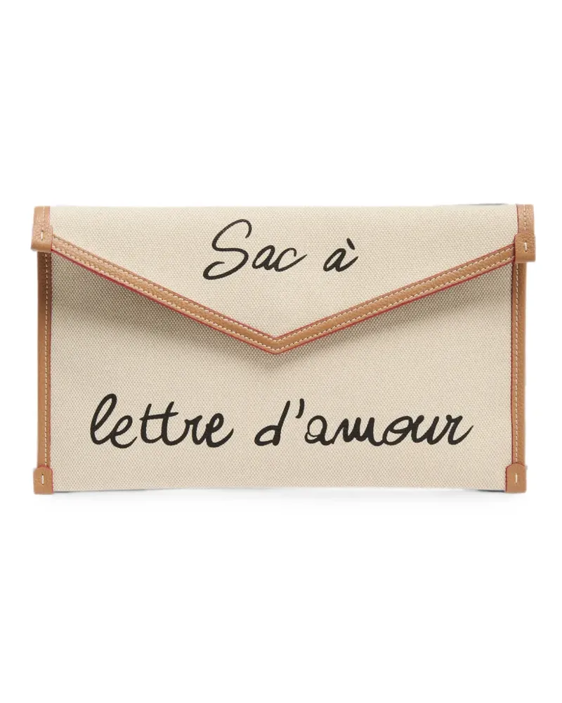 Lancel canvas leather clutch bag - Nude Nude