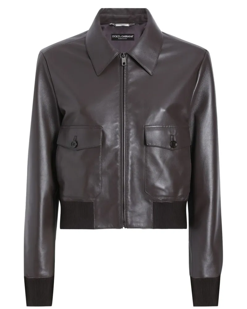 Dolce & Gabbana Klassische Lederjacke - Braun Braun
