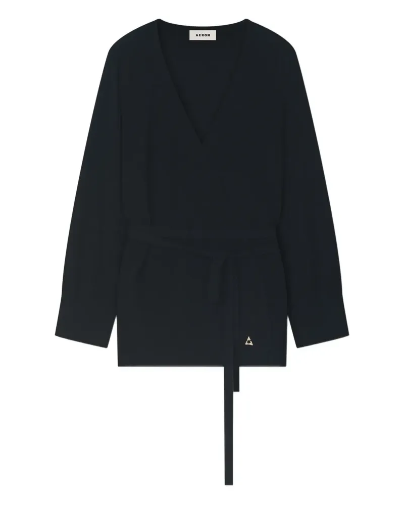 AERON Cloud V-neck belted sweater - Schwarz Schwarz