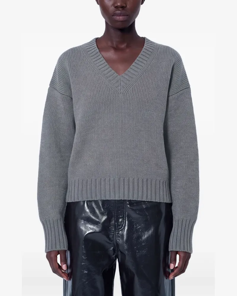 Róhe Gerippter Sculptural Pullover mit V-Ausschnitt - Grau Grau