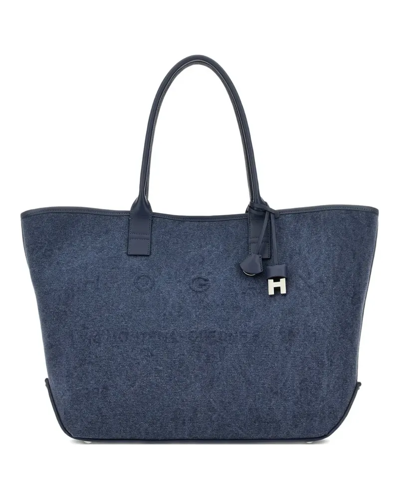 Hogan Address Tote Bag mit Canvas-Applikation - Blau Blau