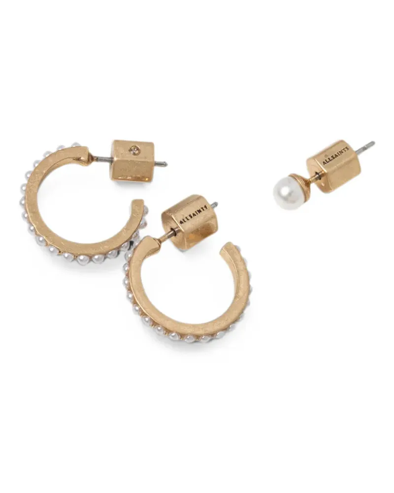 AllSaints faux-pearl embellished earrings - Gold Gold