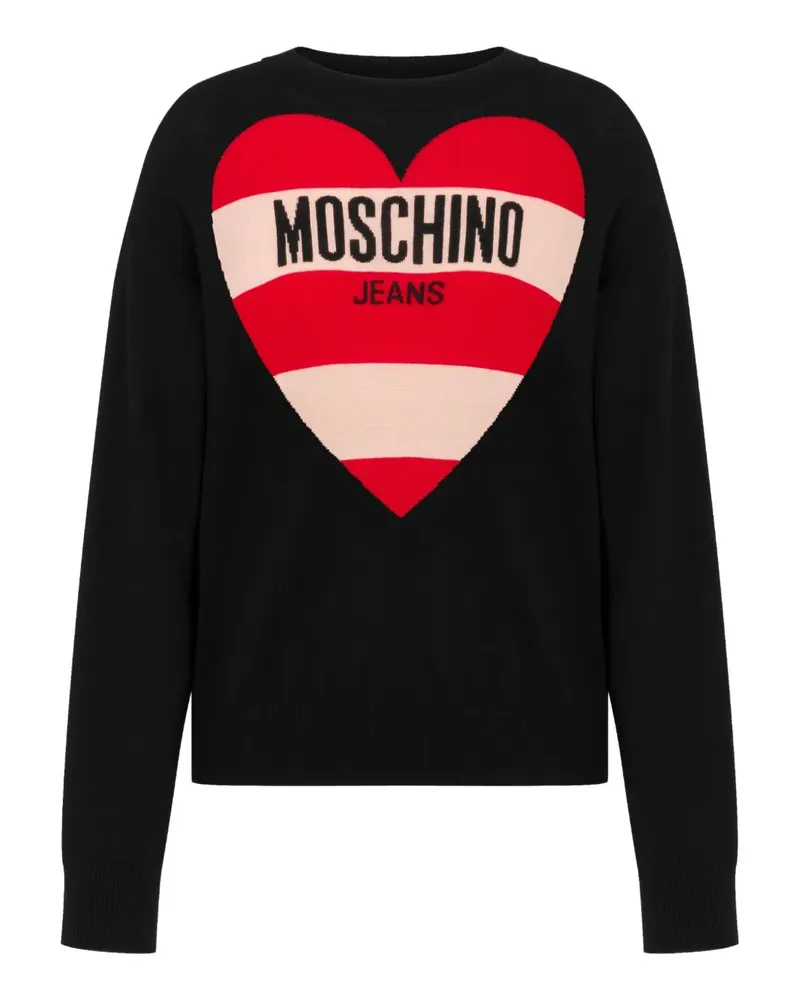 Moschino Pullover mit Intarsien-Logo - Schwarz Schwarz