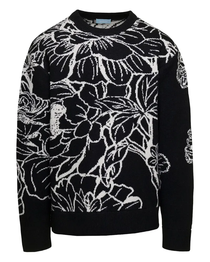 3PARADIS Pullover mit Blumenstickerei - Schwarz Schwarz