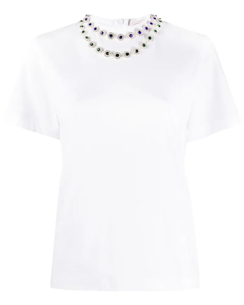 Christopher Kane T-Shirt mit Kristallblumen - Weiß Weiß
