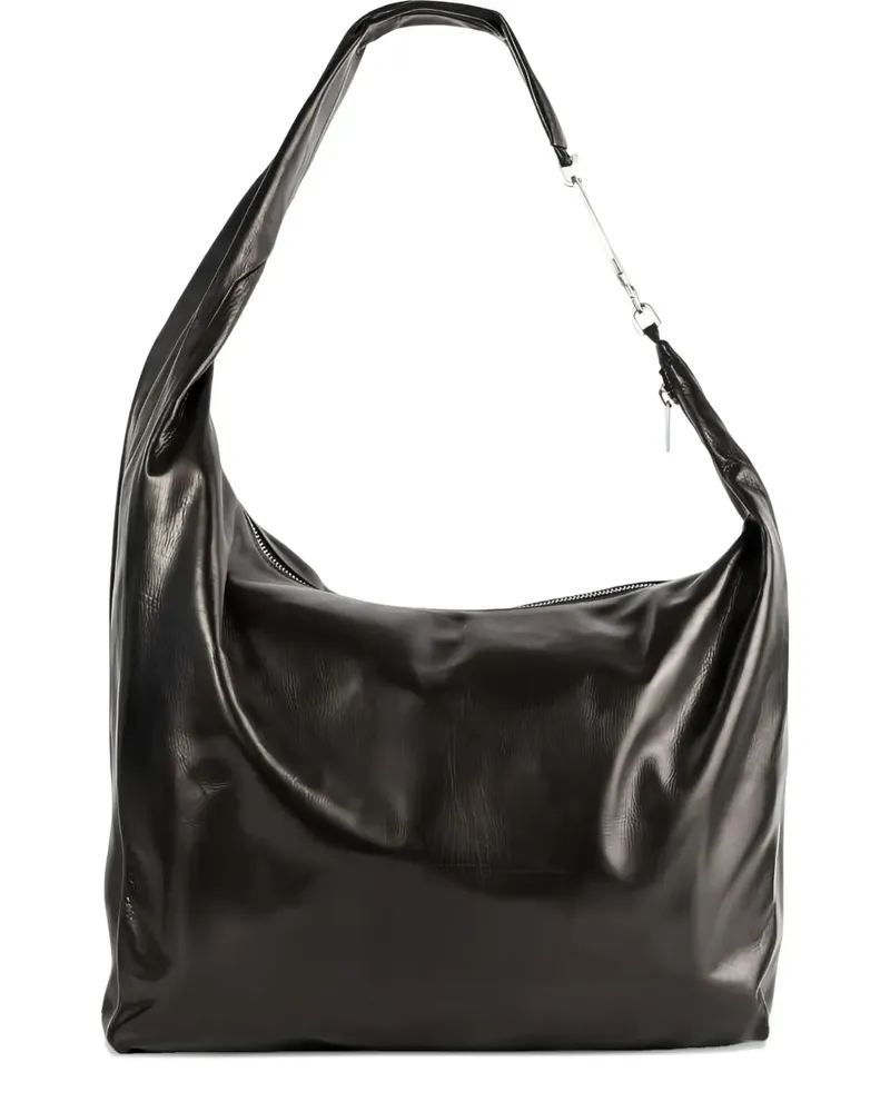 Rick Owens Gemini Schultertasche aus glänzendem Kalbsleder - Schwarz Schwarz