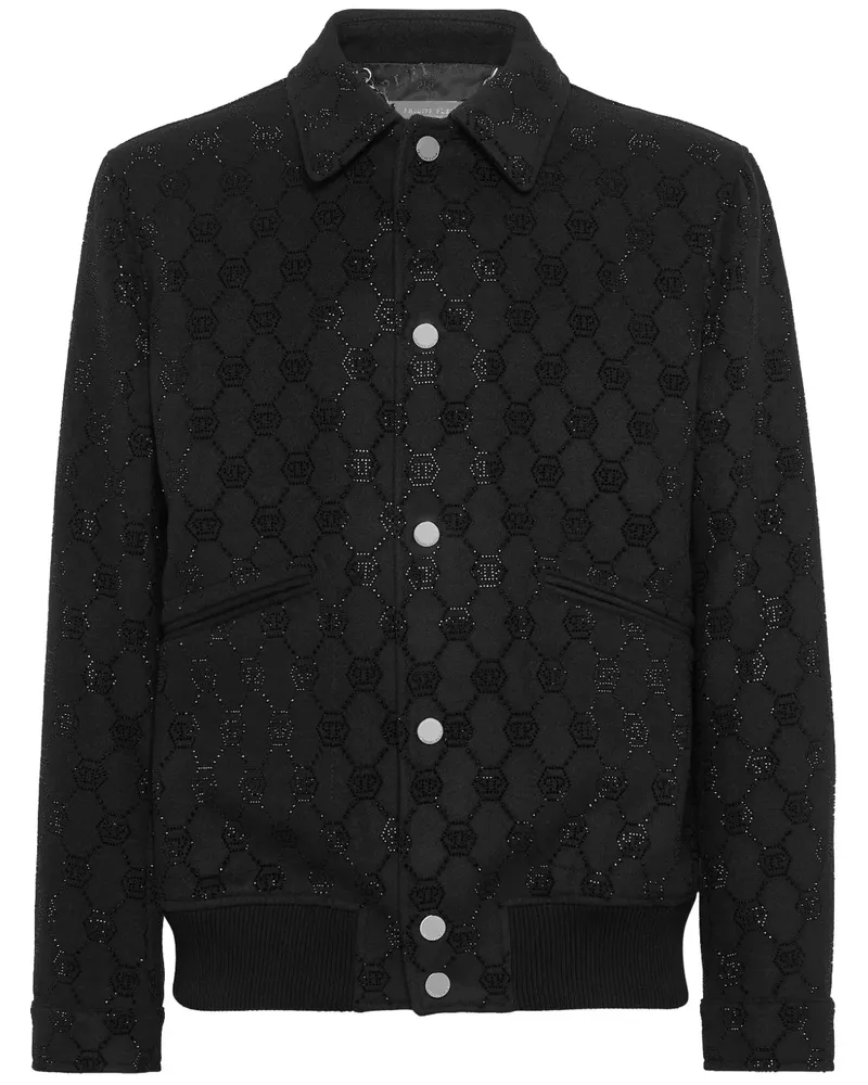 Philipp Plein Bomberjacke mit Monogramm - Schwarz Schwarz