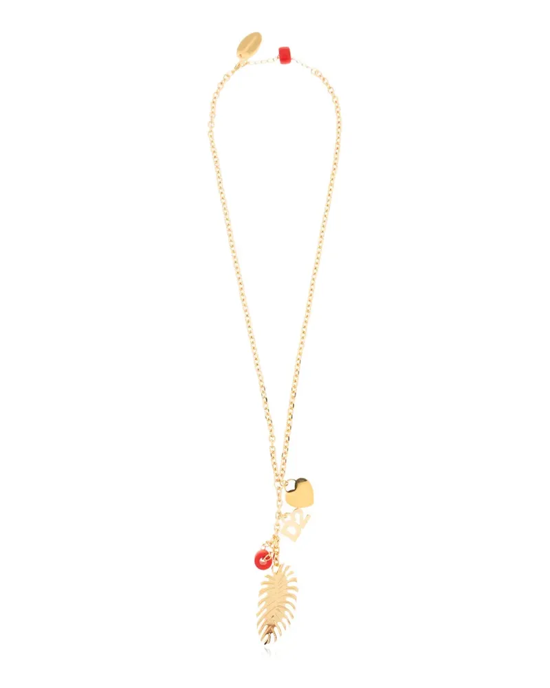 Dsquared2 charm-detail leaf-pendant necklace - Gold Gold