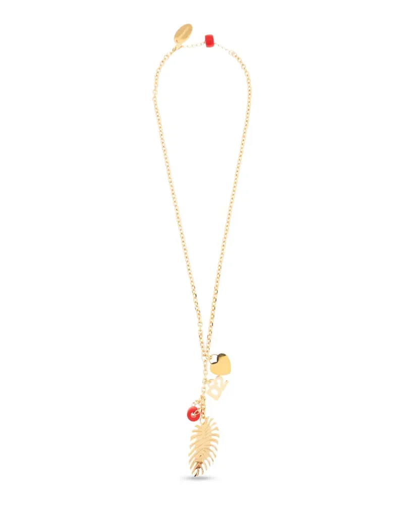 Dsquared2 charm-detail leaf-pendant necklace - Gold Gold