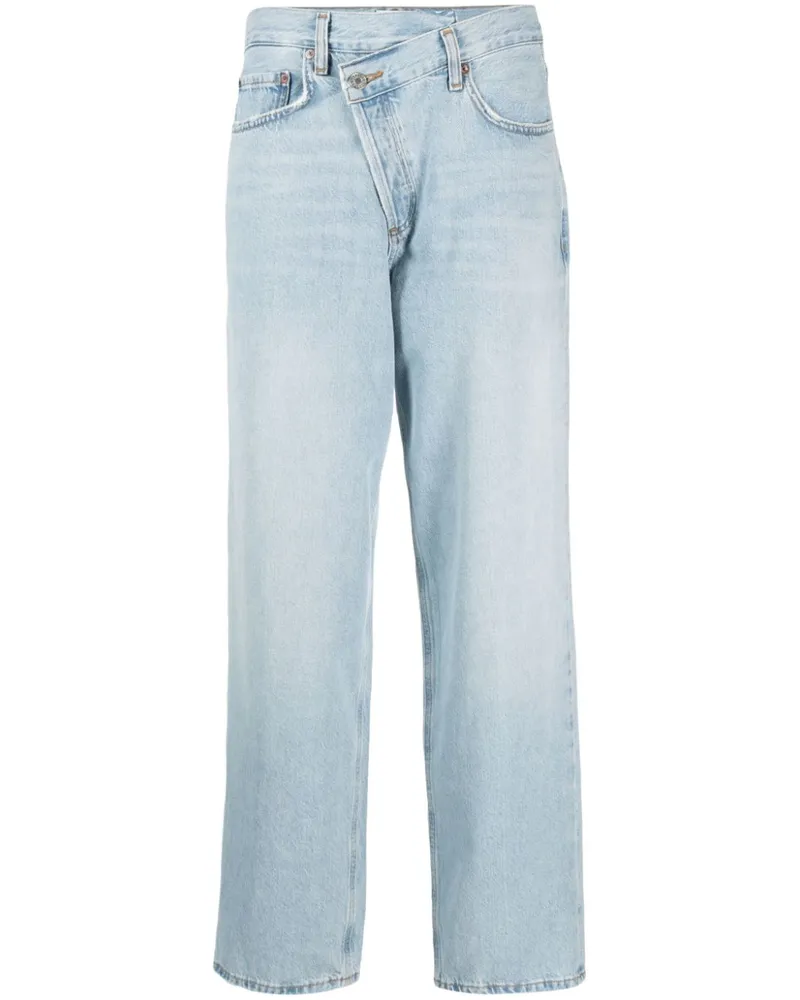 AGOLDE Halbhohe Straight-Leg-Jeans Blau