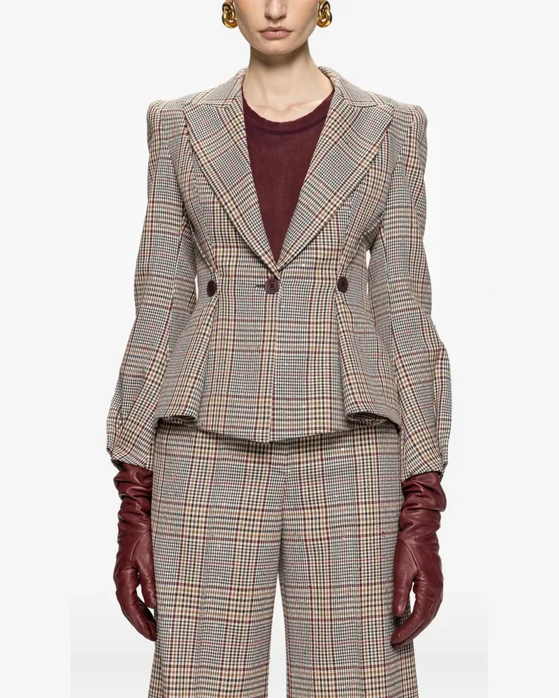 NISSA checked tailored blazer - Nude Nude