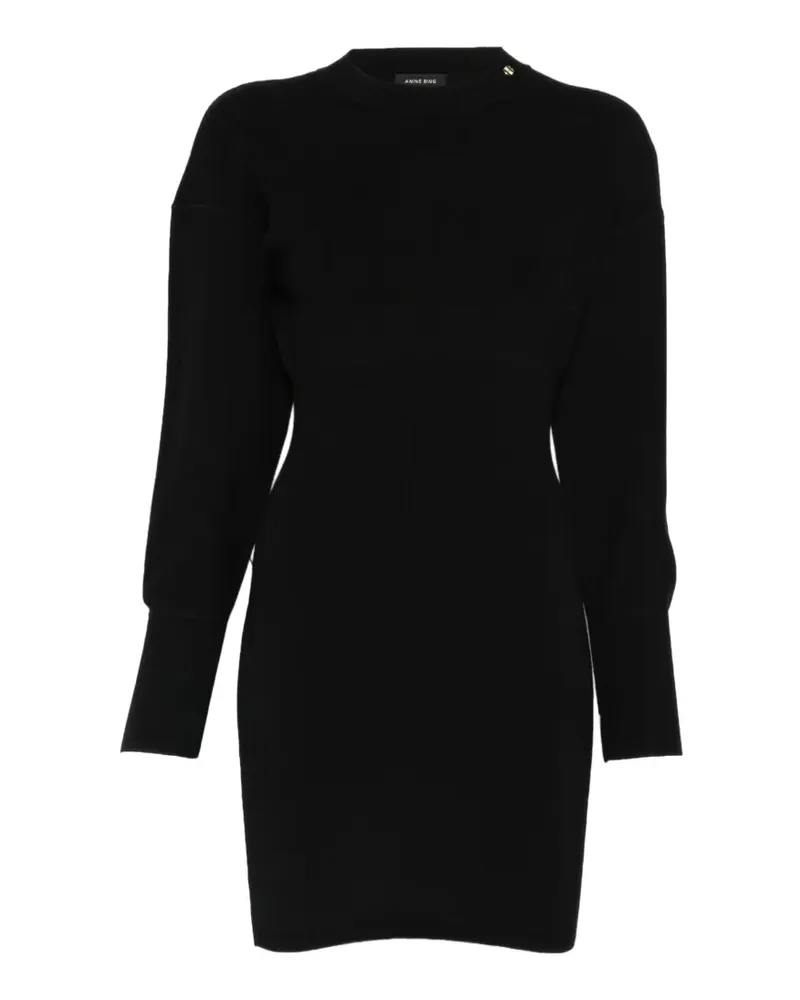 Anine Bing Geripptes Strickkleid - Schwarz Schwarz