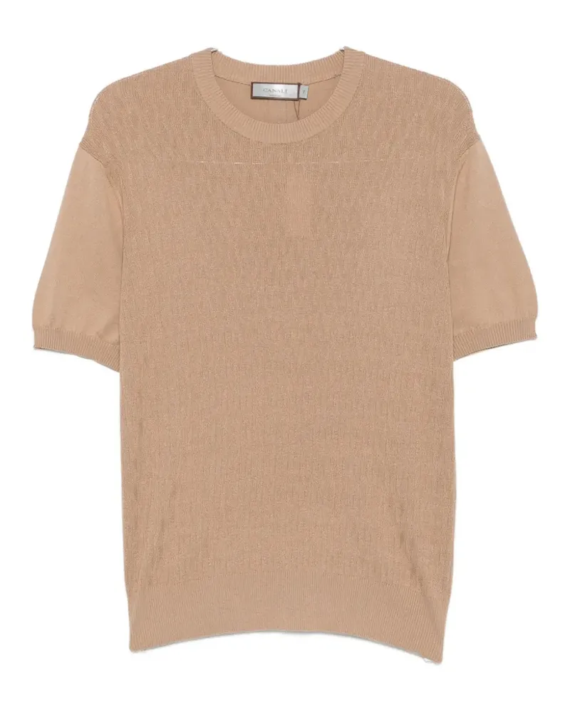 Canali diamond-knit short-sleeve T-shirt - Nude Nude