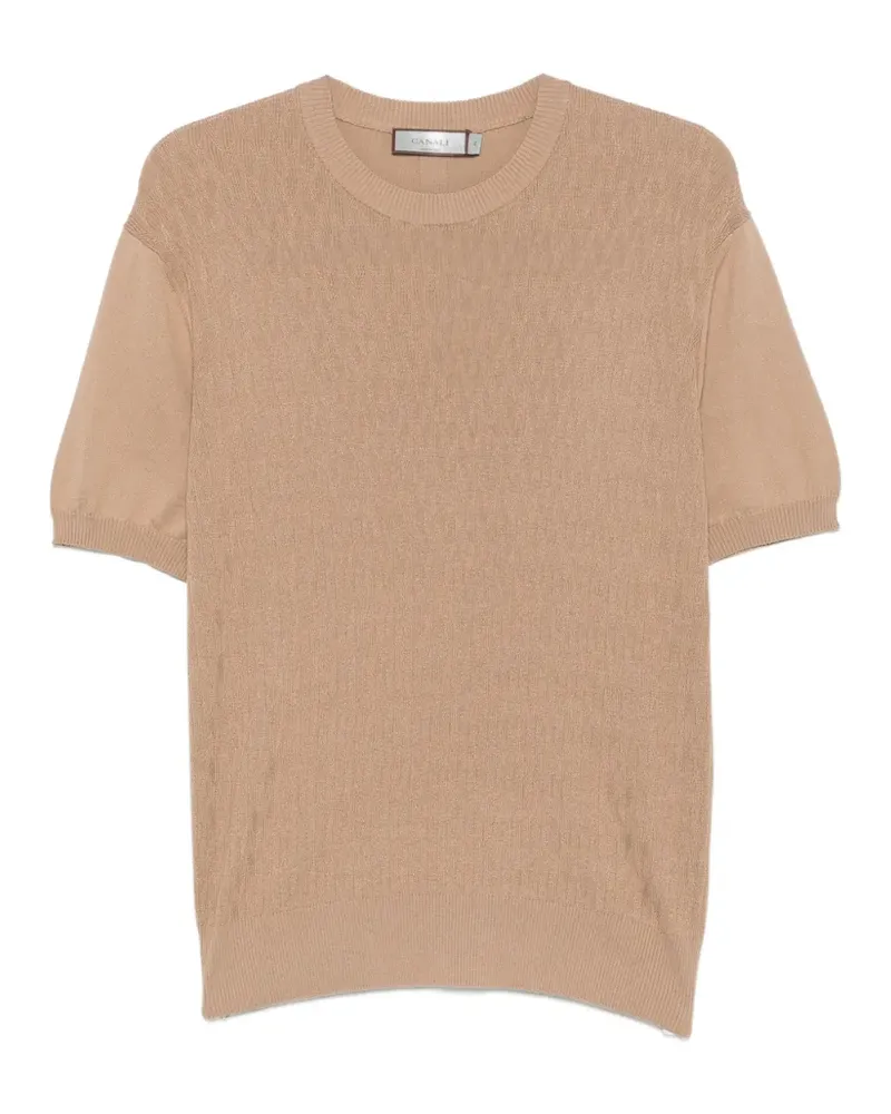 Canali diamond-knit short-sleeve T-shirt - Nude Nude