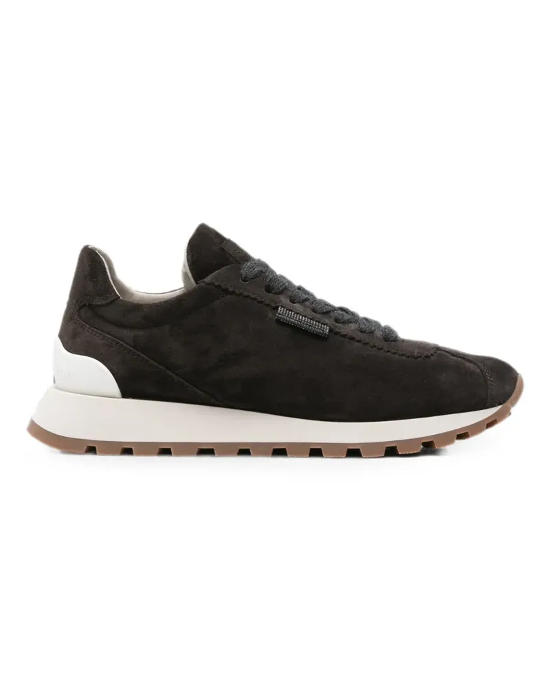 Brunello Cucinelli Sneakers aus Wildleder mit Monili-Detail - Braun Braun