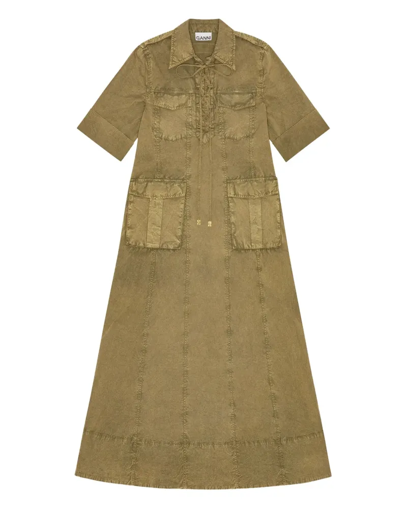 Ganni Midikleid aus Denim - Grün Grün