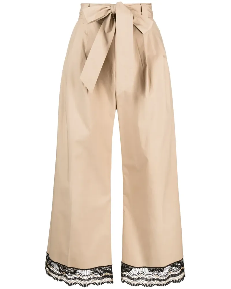 Twin-Set Weite Hose mit Spitzenborten - Nude Nude