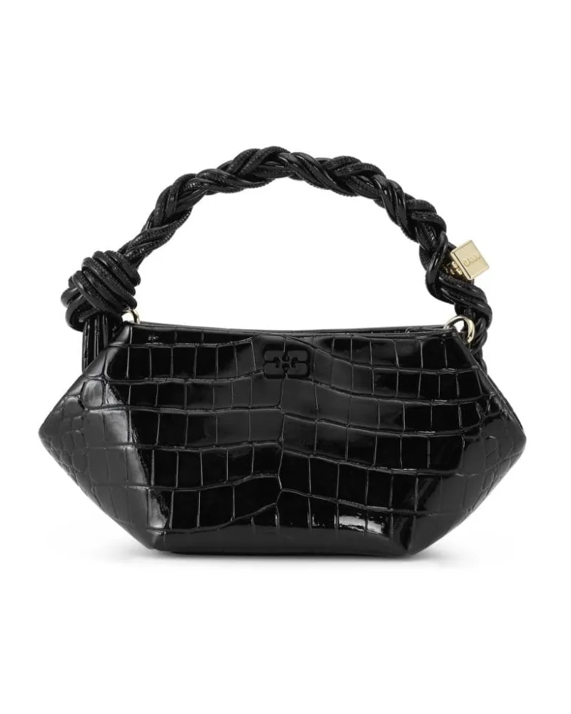 Ganni Bou Mini-Tasche mit Kroko-Effekt - Schwarz Schwarz