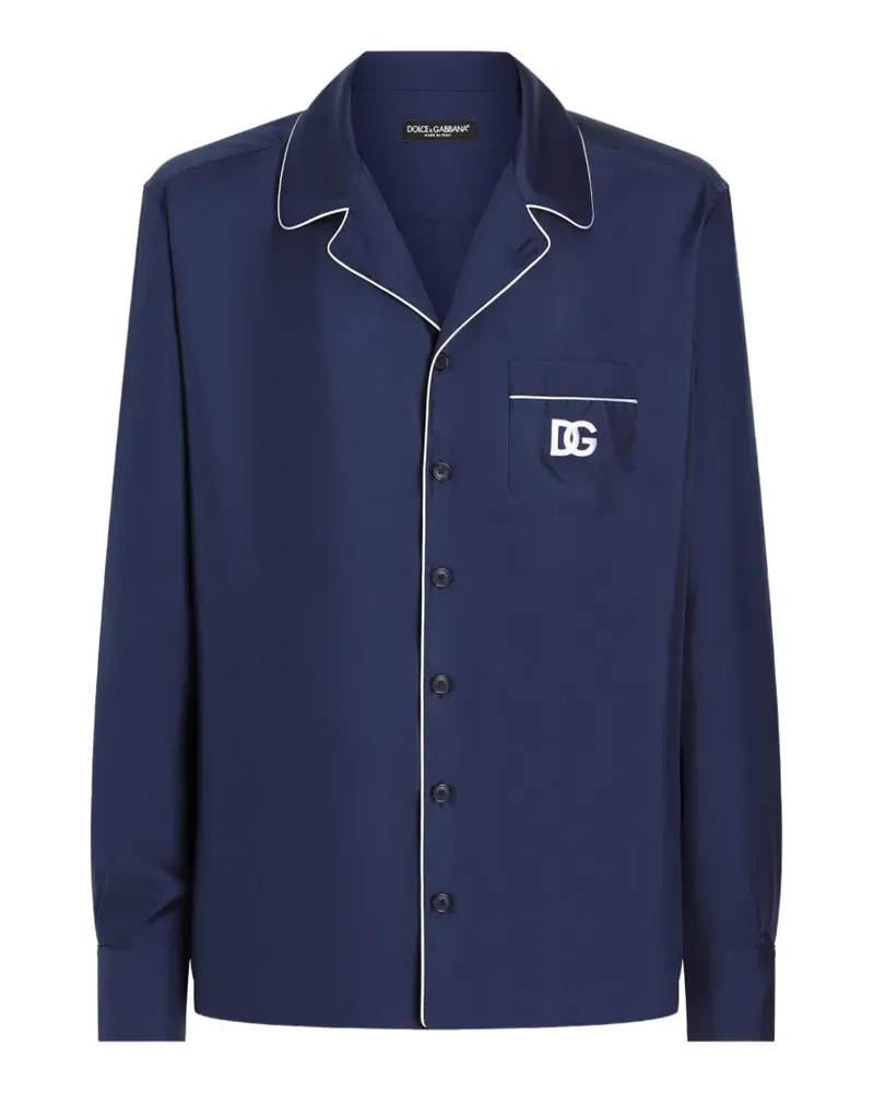 Dolce & Gabbana DG Essentials Seidenhemd - Blau Blau