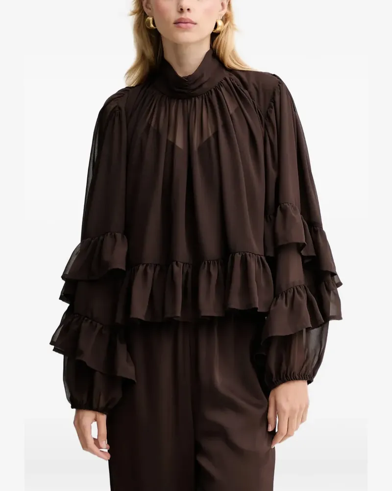 Gestuz GZmio ruffled high-neck blouse - Braun Braun