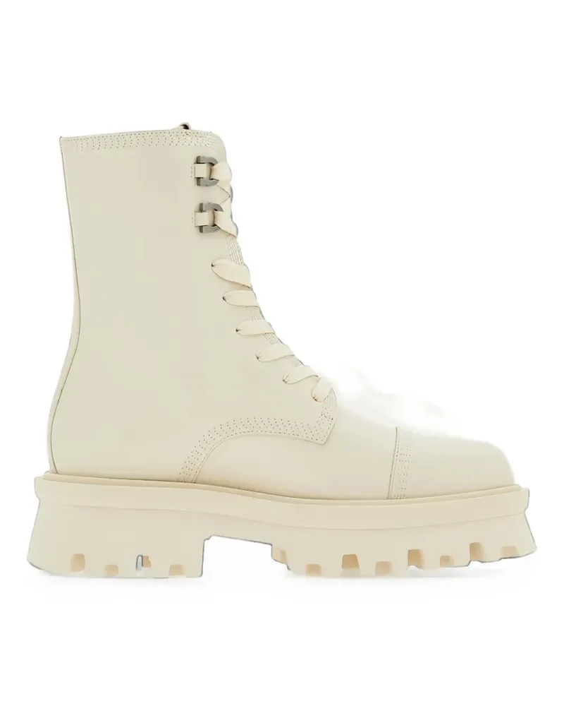Ferragamo Bikerstiefel mit Schnürung - Weiß Weiß